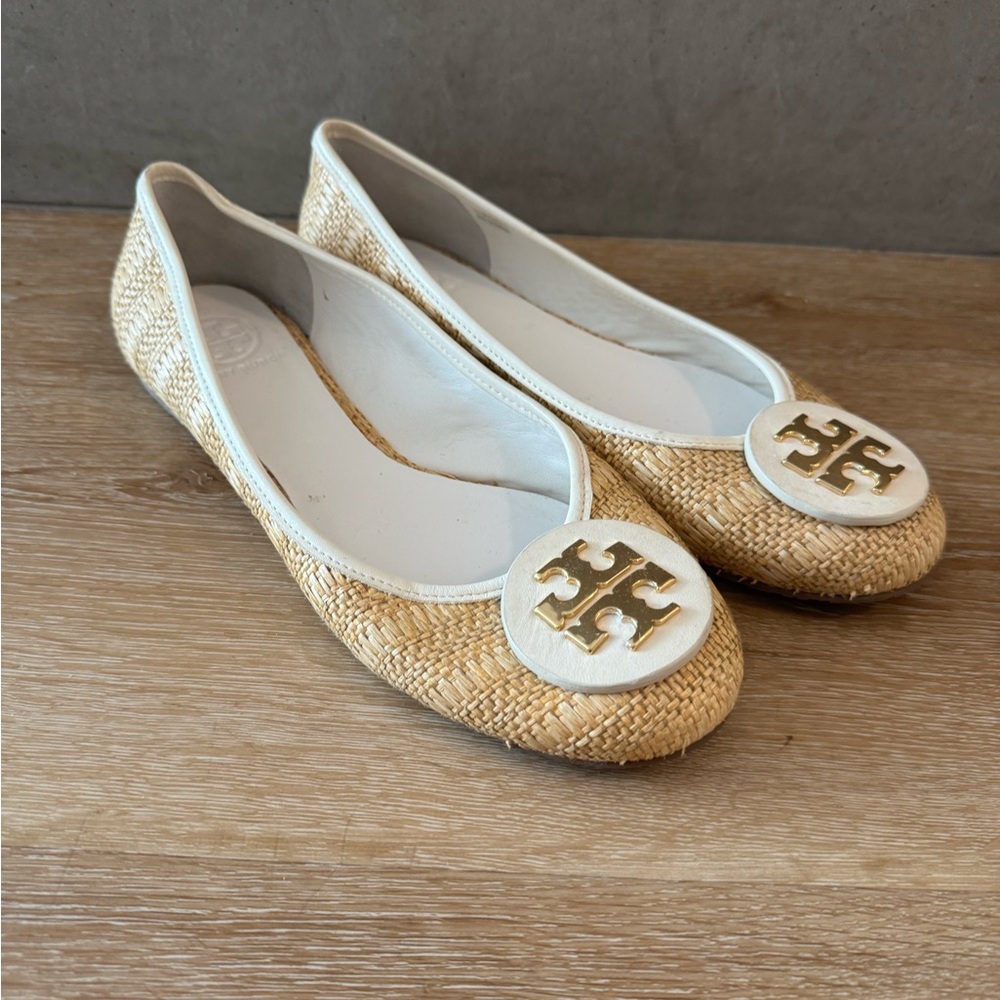 Tory Burch ballet flats- Rafia and gold